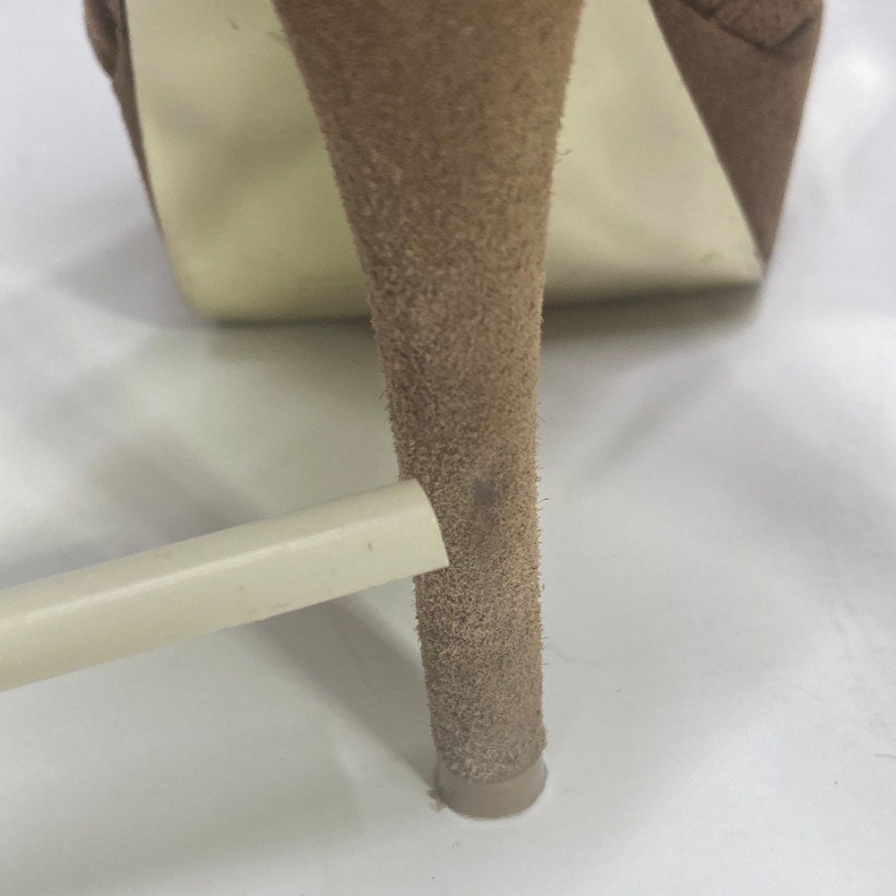 Steve Madden Vinitta Taupe Suede Tulle Ruffle Platform Stiletto Heels Mens 7.5M - Picture 14 of 16